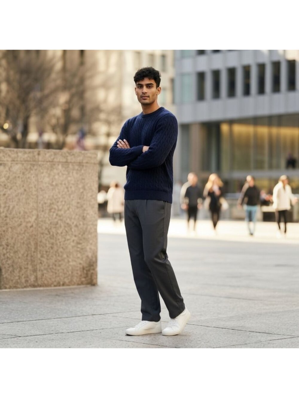 J.Crew Men's Navy Cable-Knit Crewneck Sweater XL 100% Cotton Style #BV493 - Picture 13 of 14